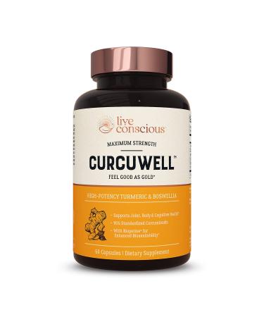 CurcuWell - Curcumin and Boswellia Blend | Maximum Strength Joint, Body and Cognitive Support - 30 Day Supply 60 Count (Pack of 1)