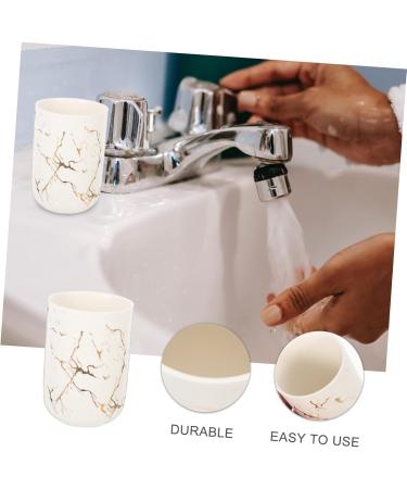 Warmhm 4 Cups Worktop Organizer - Versatile Bathroom Glass Holder & Ceramic Brush Stand - Portable Set of 4 (11x7.7x7.7cm) - Buy Online on GoSupps.com
