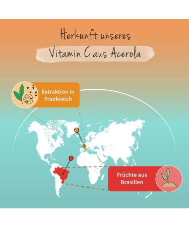 Vegavero NATURAL VITAMIN C made from organic acerola extract Vegan Without additives 180 capsules - Buy Online on GoSupps.com