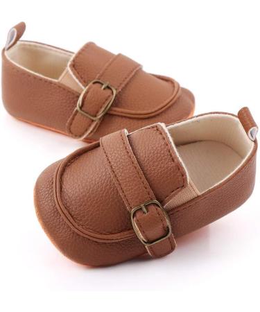 MASOCIO Baby Boys Moccasin Shoes - Soft Sole Anti-Slip Casual Flats for Infant First Walking, 6-12 Months (Brown) - Buy Online on GoSupps.com