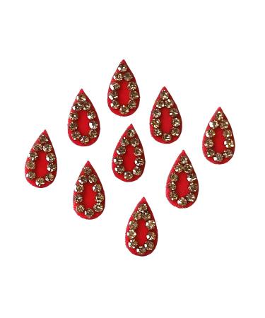 Beautiful Red Velvet Drop Shape Bindi With Golden Stone Border bindi stickers Indian Bindi for women Face Jewels Small Medium