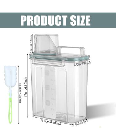 Detergent Storage Dispenser: 1500 ml Detergent Dispenser with Measuring Cup and Sponge Brush Reusable Clear Washing Powder Container Detergent Box Container Washing Powder Dispenser 1500ml - Buy Online on GoSupps.com