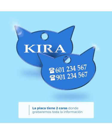 Ibera Gifts - Personalized Engraved Cat Head Collar Name Tag Medallion for Small to Large Cats - Custom Blue Plaque Tag - Buy Online on GoSupps.com