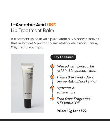 Buy Minimalist 8% L-Ascorbic Acid Lip Treatment Balm | Vitamin E Glycerine | Pigmented & Dark Lips | Unisex | 12 gm - International Shipping Available - Buy Online on GoSupps.com