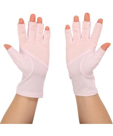 Anti UV Gloves for Gel Nail Lamp Manicure Gloves UV Protection Stretchy Breathable Fingerless Fiber Cotton Nail Lamp Gloves for Home Salon(Pink) - Buy Online on GoSupps.com