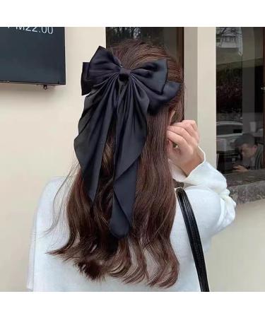 Black Hair Bows for Women White Big Ribbons for Hair Barrettes for Girls Hair Clips for Kids Bowknot Hair Accessories for Thick Fine Hair Stuff for Teenagers Long French Bow Hair Clip for Women Girls - Buy Online on GoSupps.com