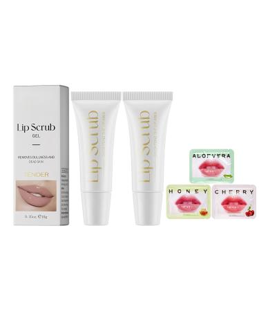 Lot de 2 tubes de gel exfoliant pour les l vres s ches cassantes et rugueuses - limine en douceur les peaux mortes pour des l vres douces - Id al avant le soin des l vres comme gel nettoyant