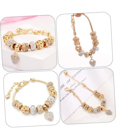 Adorainbow Heart Charm Bracelet Heart Pendant Bracelet Tennis Bracelet for Women Bracelets Beaded Stretch Bracelet Trendy Jewelry Crystal Beads Heart Decor Big Hole Beads Alloy Miss Wrist - Buy Online on GoSupps.com