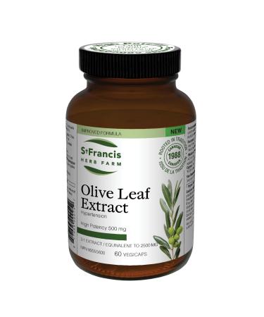 St. Francis Herb Farm | Olive Leaf 5:1 Extract Capsules | Antioxidant Support for a Healthy Heart | Helps to Maintain Healthy Blood Pressure & Improve Cardiovascular Health | 16-24% Oleuropein | Canadian Company | 60 Vegicaps