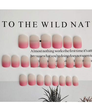 Sethexy Pink Gradient Matt Short False Fingernails - 24 Acrylic Press-On Nail Tips for Women & Girls | International Shipping Available - Buy Online on GoSupps.com
