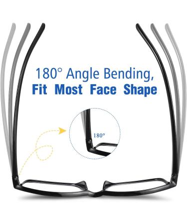 MoKo 6-Pack Blue Light Blocking Reading Glasses - Full Frame Spring Hinge Lightweight Eyeglasses for Men Women (Black, 1.75) - Buy Online on GoSupps.com
