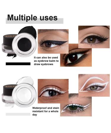 EVpct 2 in 1 Black and White Gel Eyeliner Eyebrow Cream Pomade Set | Waterproof Smudge Proof Formula | Long-lasting All Day Wear | Includes Brushes | 0.21 Ounce (Pack of 1) - Buy Online on GoSupps.com
