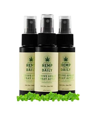 Hemp Daily Active Spray | Hemp Spray with Essential Oils | Vegan Organic Ingredients | 2 Fluid Ounces 3 Pack Classic Mint 2 Fl Oz (Pack of 3)