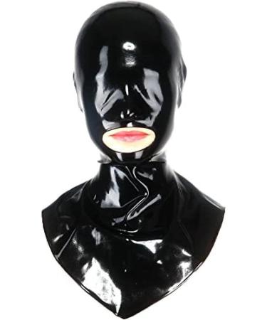 Unisex Latex Rubber Hood Mask - Open Mouth & Nose | Black with Zipper - International Shipping Available - Buy Online on GoSupps.com