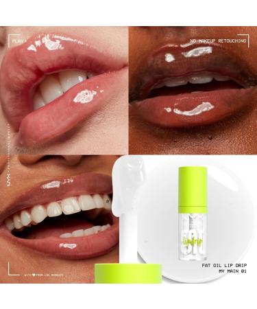 NYX Professional Makeup Set of 4 Hydrating Tinted Lip Oils Vegan Formula Extra-Large Applicator Shades: My Main (O1) + Missed Call (02) + Newsfeed (05) + Status Update (08) - Buy Online on GoSupps.com