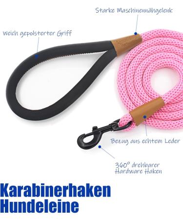 Buy Lynxking Tow Lines for Dogs - Durable Pink Dog Linen with Carabiner Hook (0.9cm x 180cm) for Small Medium & Large Dogs - International Shipping Available! - Buy Online on GoSupps.com