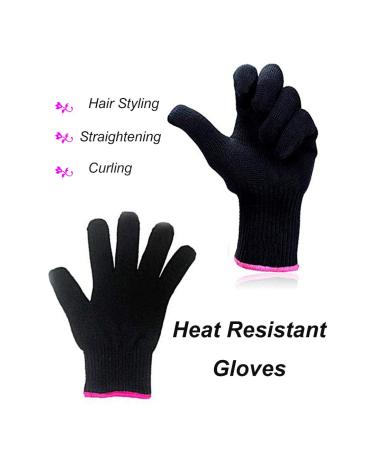AFT90 Heat Resistant Glove for Hair Styling - Curling Iron, Flat Iron, Curling Wand - Black/Pink Edge - Buy Online on GoSupps.com