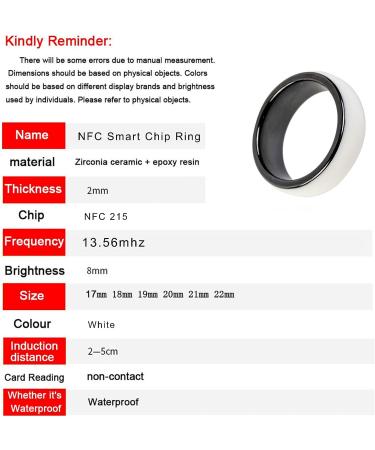 NFC White Ceramic Smart Ring for Mobile Phones - Waterproof Forum Type 2 Chip Universal Wearable Ring for Men or Women (22mm) - Buy Online on GoSupps.com