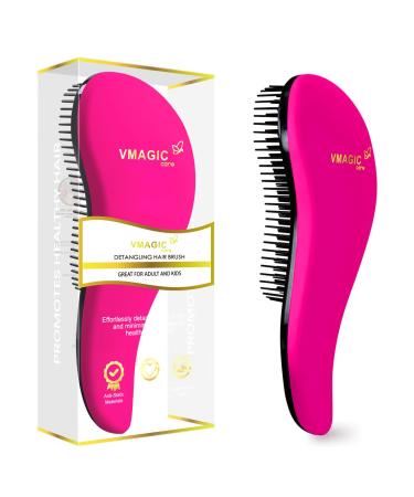 Detangling Brush - glide the Detangler Brush through Tangled hair - Best Brush/Comb for Women Girls Men & Boys - Use in Wet and Dry Hair (Rose Red)