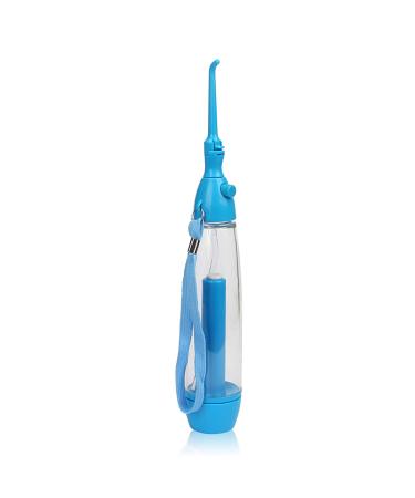 Water Flosser Non-Electric Portable Affordable Oral Irrigator Cordless Manual Air Pressure Simple Operation for Home and Travel Blue