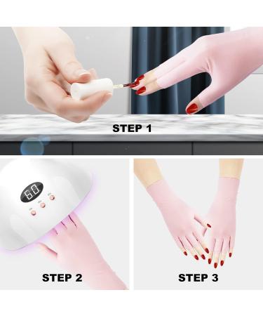 Arqumi UV Gel Nail Dryer Gloves - 2 Pairs | Anti-UV Protection for Gel Manicures | Fingerless Pink UV Gloves - Buy Online on GoSupps.com