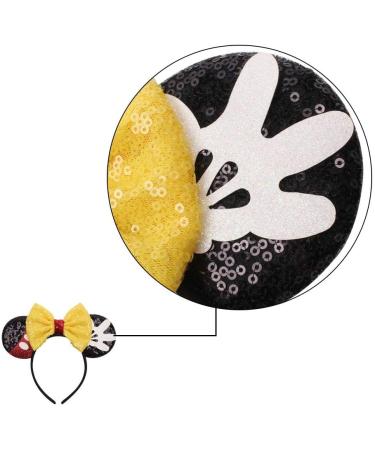 Mouse Ears Bow Headbands Shiny Bows Glitter Party Decoration Cosplay Costume for Kids Girls Women Princess Party Decorations Cosplay (Black+Yellow) 2 - Buy Online on GoSupps.com