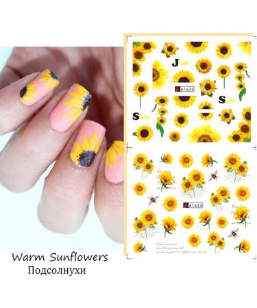 DIY Manicure Water Transfer Decals Floral Bee Spring Sumer Simple Flowers Nail Stickers Sunflowers - Buy Online on GoSupps.com