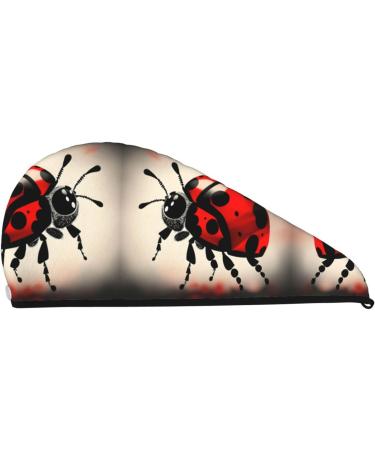 Art Ladybug Tracks Coral Velvet Dry Hair Cap | Quick-Dry Hair Towel Wrap for Travel & Home - Perfect for Women & Men - Buy Online on GoSupps.com