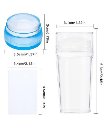 Niceneeded 4Pcs Nail Art Stamper Kit | Transparent Jelly Stamper & Scraper - Round Blue with Lid for Perfect Nail Designs - Buy Online on GoSupps.com