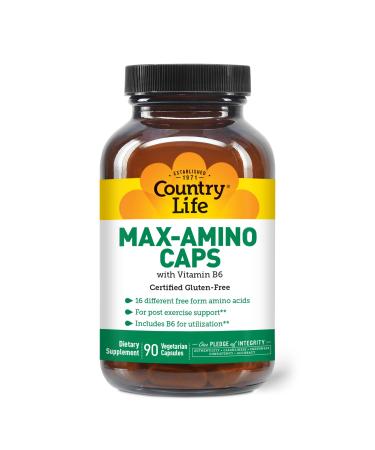 Country Life Maxi-Amino with 16 Free Form Amino Acids 90 Vegetarian Capsules Certified Gluten Free Certified Vegetarian 90 Count (Pack of 1)