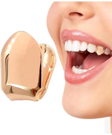 Gold Caps for Teeth - 14k Gold Finish Gold Tooth Caps | Small Single Tooth Top Gold Plated Single Tooth Caps Plain Single Tooth Caps for Stylish and Eye Catching Look Rose Gold - Buy Online on GoSupps.com