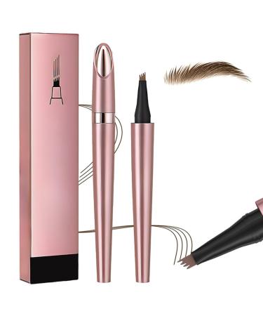 2024 New Magic Eyebrow Pencil 3D Waterproof Microblading Eyebrow Pencil Contouring Pen 4-Tipped Precise Brow Pen for Women and Girl (Light Brown)