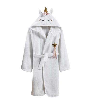 Ely Parker children bathrobe for boys boys girls terry Turkish cotton towel with hood super soft absorbent comfortable thick 5-6 years of unicorn