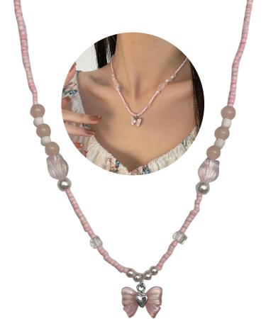 Oralgo Chic Pearl Necklace - Fashionable Bow Charm Neck Chain | Perfect Anniversary & Birthday Gifts for Girls Women & Teenagers | Resin & Alloy Jewelry - Buy Online on GoSupps.com