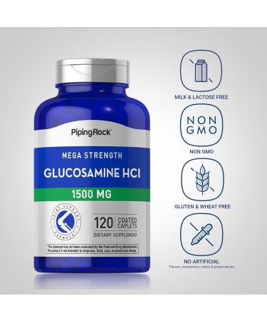 Buy Piping Rock Glucosamine HCL 1500mg - Mega Strength Non-GMO Gluten Free 120 Caplets | International Shipping Available - Buy Online on GoSupps.com