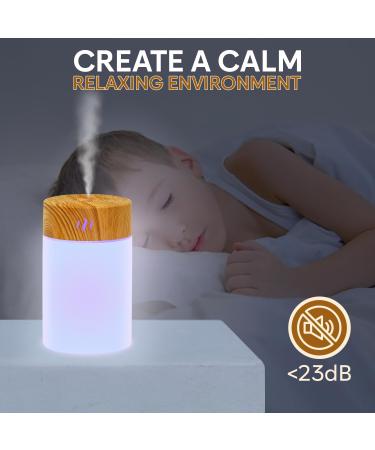 RUGERO 250ml Portable Cool Mist Air Humidifier with 7 LED Lights - Bedroom, Baby, Yoga, Office, Car - Light Wood Grain Finish | Mini Auto-Off Plant Humidifier - Buy Online on GoSupps.com