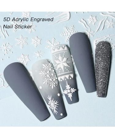 5D Embossed Snowflake Nail Art Sticker Decals - Christmas Winter Design - Self-adhesive Decorations - 4 Sheets - Buy Online on GoSupps.com