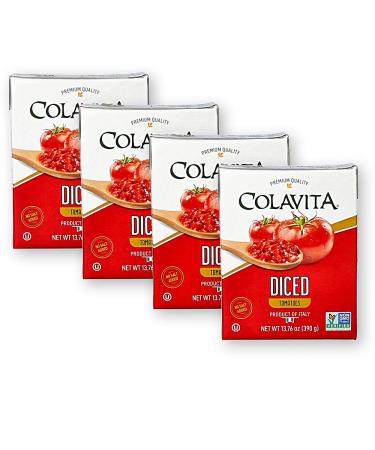Colavita Diced Tomatoes, Premium Italian Imported, Eco-Friendly Tetra Cart, Non-GMO, for Making Sauce, 13.76 Oz, Pack of 4 13.76 Ounce (Pack of 4)