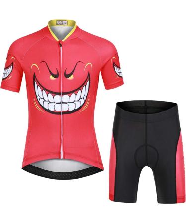 Children's Cycling Jersey Set for Boys & Girls | YFPICO Short Sleeve Bike Jersey & Shorts with Seat Pad - Red (Size 104-110) - Buy Online on GoSupps.com