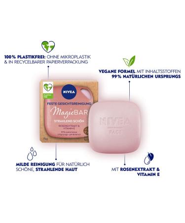 Nivea MagicBar Solid Facial Cleanser 75g - Natural & Radiant Skin with Rose Extract & Vitamin E | Certified Cosmetics - Buy Online on GoSupps.com