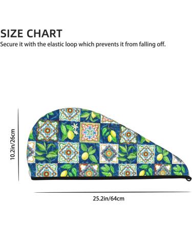 Hair Towel Wrap - Quick Drying Turban with Button | Lemon & Leaves Design | Perfect for All Hair Types - Buy Online on GoSupps.com