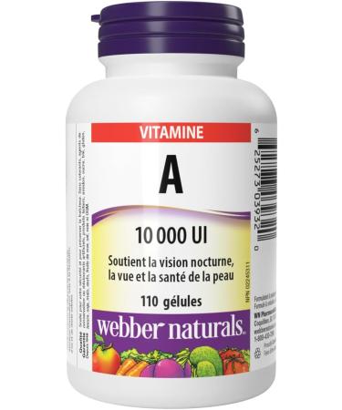 Webber Naturals Vitamin A 10 000 IU 110 Softgels Helps Support Eye and Skin Health - Buy Online on GoSupps.com
