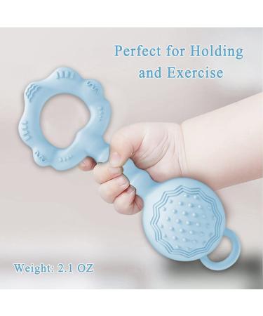 Silicone Baby Teething Toys for Infants 0-12 Months | Soft & Flexible Blue Rattle Teethers for Boys & Girls - Buy Online on GoSupps.com