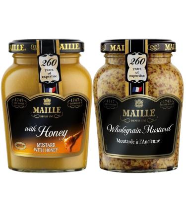 Maille Honey Mustard 230g With Maille Wholegrain Mustard 210g (2 Pack Mixed Bundle) - Buy Online on GoSupps.com