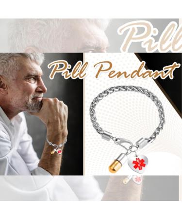 High-Quality Stainless Steel Pill Case Bracelet for Men - Capsule Cross Medicine Keepsake - International Shipping Available - Buy Online on GoSupps.com