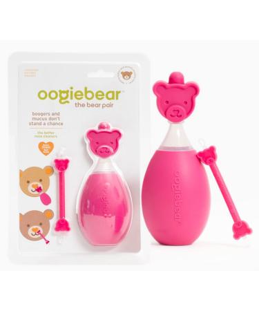oogiebear Bear Pair — The Safe Baby Booger Cleaner and Nose Sucker Duo | Bulb Aspirator and 2-in-1 Nose and Ear Wax Cleaner | Latex and BPA Free - Raspberry Raspberry bulb aspirator + booger picker Raspberry bear pair