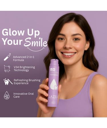 Lazea Cosmetics LAZEACosmetics v34ColorRevive Toothpaste Purple Color Correction Peroxidefree Vegan Glazefriendly 60ml - Buy Online on GoSupps.com