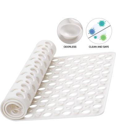 YINENN Non Slip Bath Shower Mat with Suction Cups - 30 x 17 Inch, Machine Washable, Phthalate Latex Free, Soft & Safe Bathroom Mat for Tub - White - Buy Online on GoSupps.com