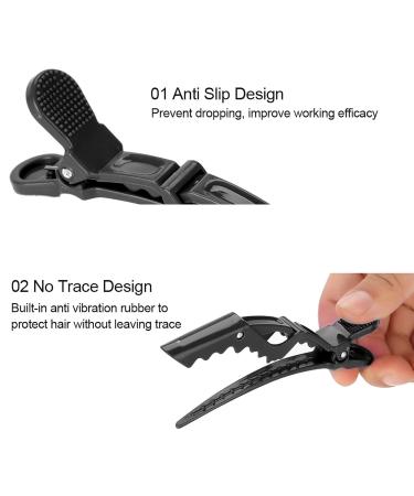 6pcs Black Crocodile Hair Sectioning Clips - Non-Slip Single Prong Hairpins for Salon & Hairdressing - Buy Online on GoSupps.com