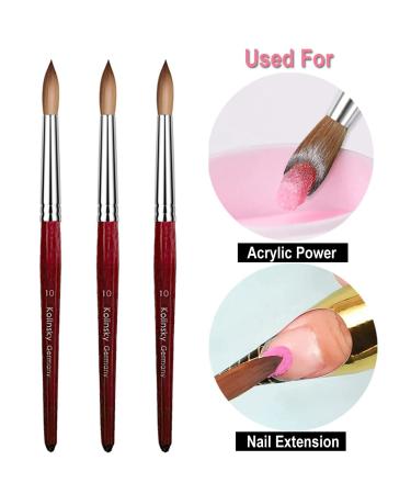 USIDAER Acrylic Nail Brush - 100% Pure Kolinsky Sable Hair, Red Wood Hand - Size 10 - Professional Gel Brush for Acrylic Application - Buy Online on GoSupps.com